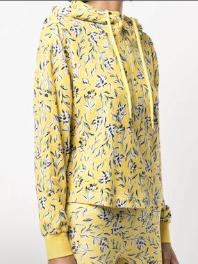 Alice and Olivia Quinlan Half Zip Hoodie Size Small Yellow Floral